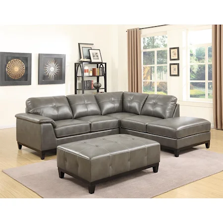 3-Piece Sectional and Ottoman Set with Tufting